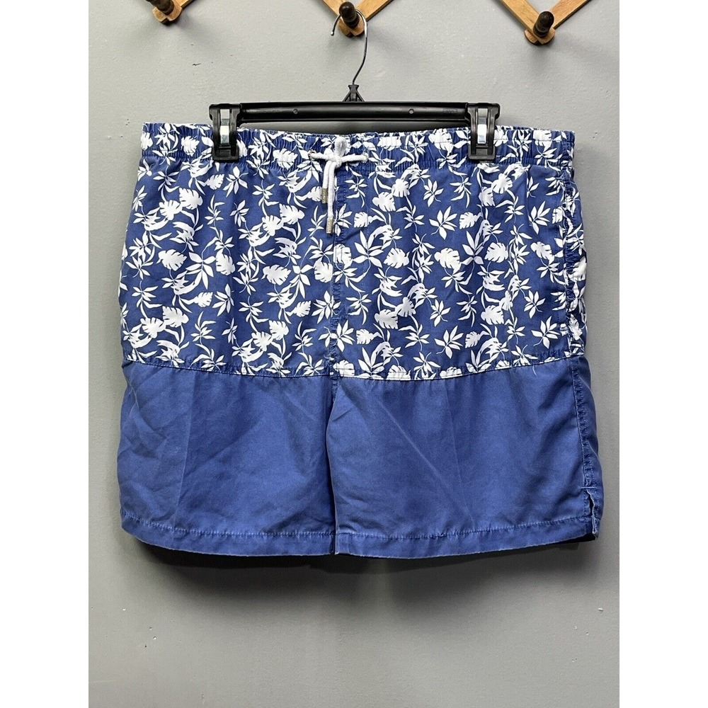 Ingear Swim Trunks Mens Large Blue White Floral Leaf Print Board Shorts 36-38